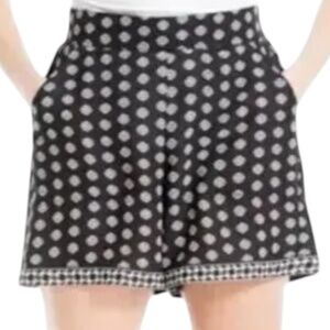 Max Studio Black Cream Dutch Border Print Shorts XS High Rise Chic